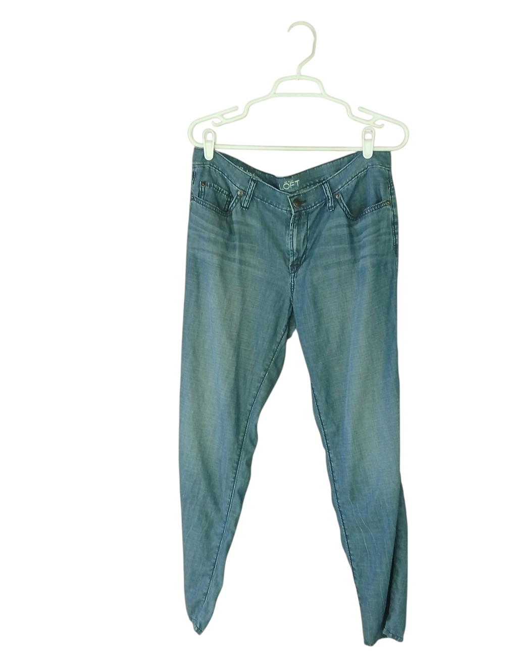 LOFT Chambray Blue Low Rise 5 Pocket Boyfriend Pants Size 29/8